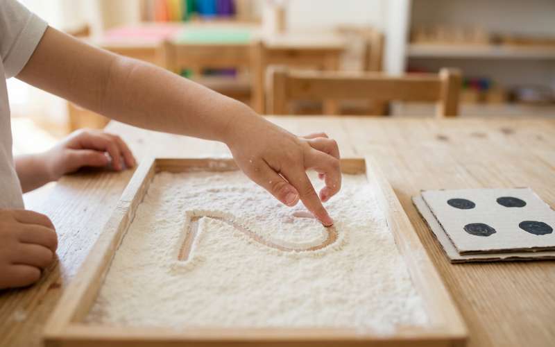 Escrita sensorial na farinha para aprender números na Educação Infantil