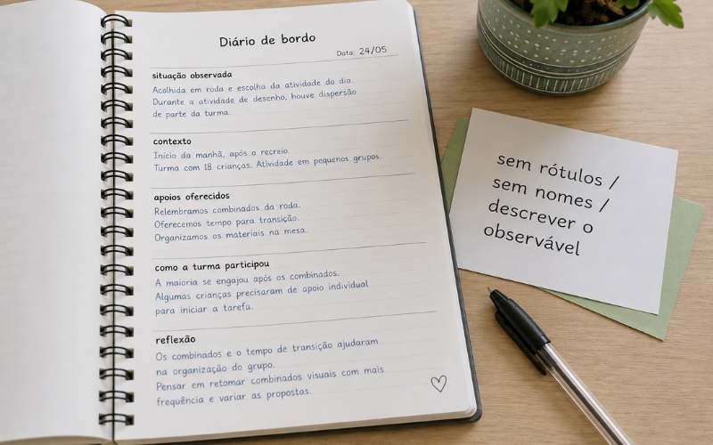 Diário de bordo do estágio: registro ético e observação sem expor crianças TEA