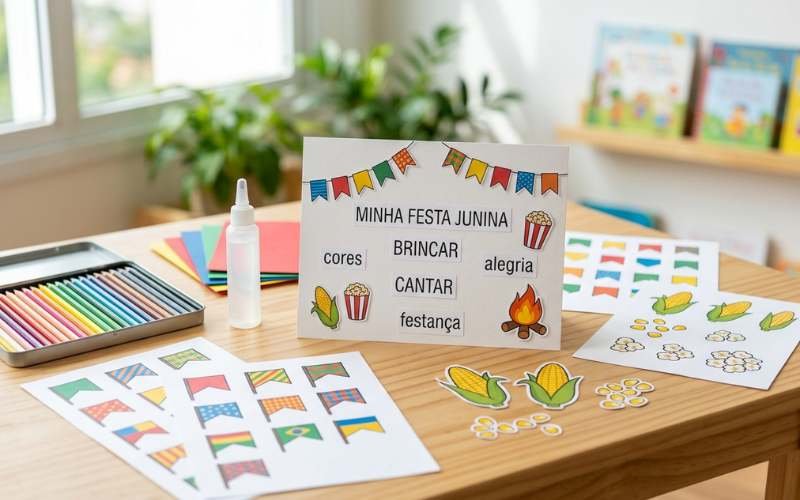 Sala de Educação Infantil organizada com cantinho de leitura, tapete para roda e materiais pedagógicos sem pessoas identificáveis